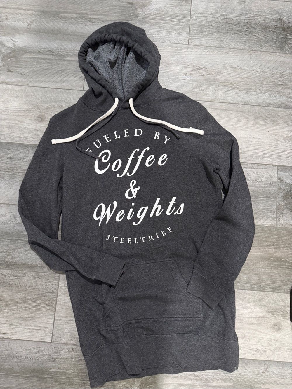 Womens Fueled by Coffee & Weights' Charcoal Hoodie